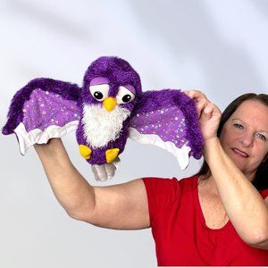 Classic Toy Co Fuzzy Purple Owl Sequins 10" ( 18" Wingspan) Plush Stuffed Animal